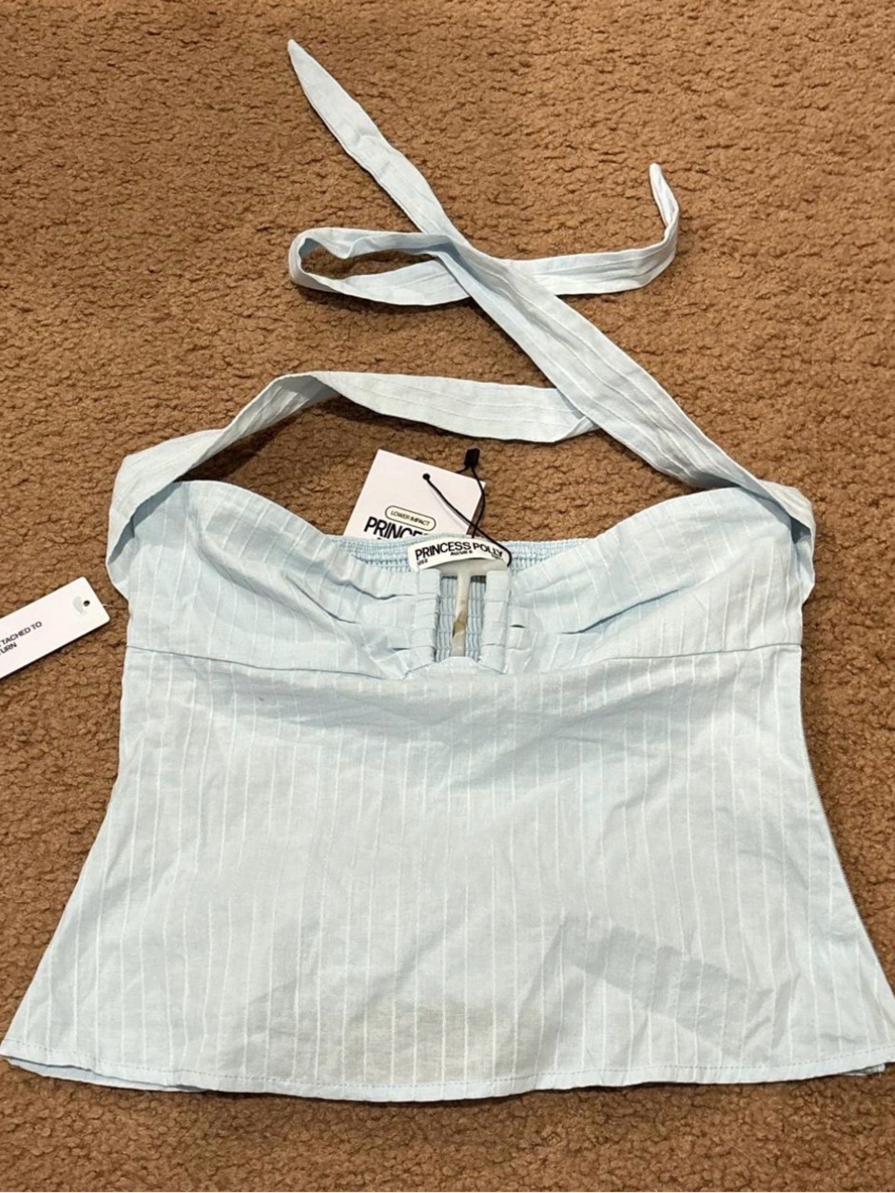 Princess Polly Aqua Halter Top